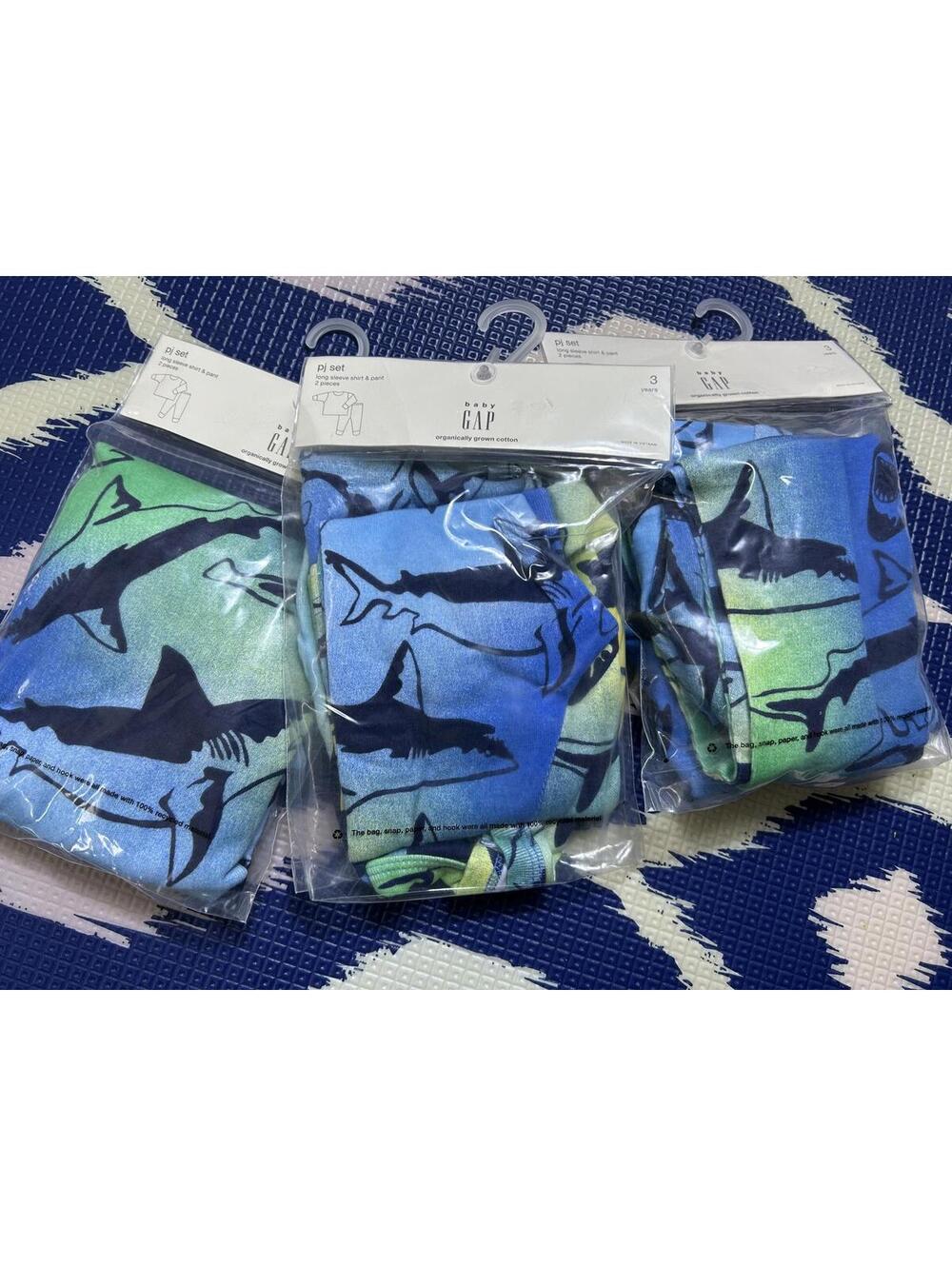 Baby Gap Organic Cotton PJ Set - Blue & Green Fish Print - Size 3T - NWT - Picture 3 of 9